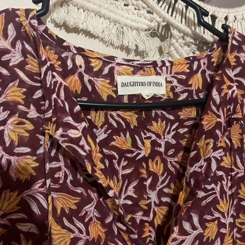 Daughters of India Plum and Mustard Floral Dress - Picture 4 of 4